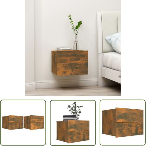 The Living Store Nachttische 2 Stk. Räuchereiche 40x30x30 cm Holzwerkstoff - Nachttische - Holzwerkstoff Möbel - Wohnzimmer Dekoration - Wandmontage - Schlafzimmereinrichtung (1/5)