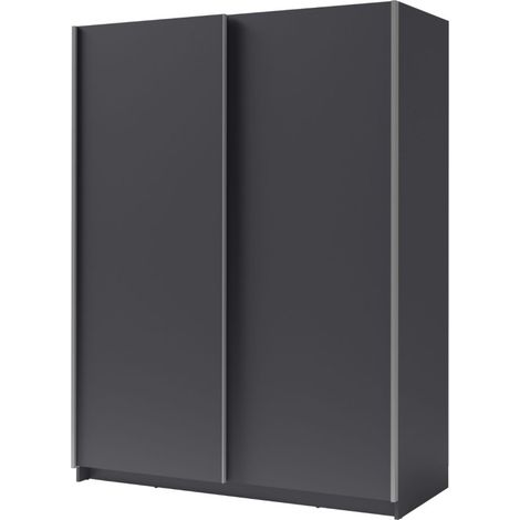 Armoire 2 portes coulissantes - Collection GOZU - Coloris gris graphite - 150 x 198 x 62 cm (1/5)