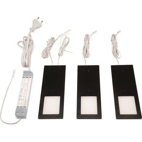 Luminaire en saillie Planar L blanc neutre 24 V CC 3 x 3 cm, cadre noir