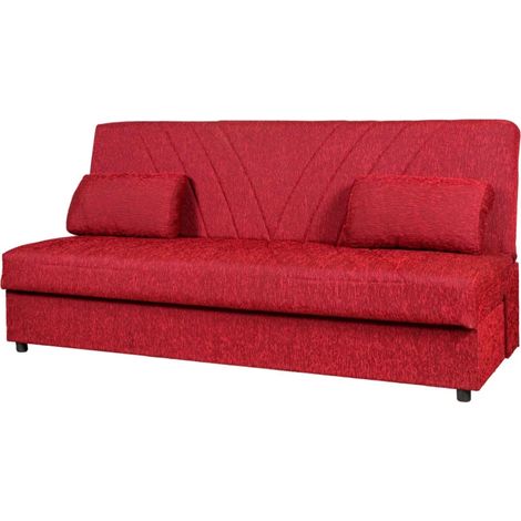 divano letto "fiji" 3 posti in tessuto rosso con cassettone contenitore, 183x81x89 cm (1/4)