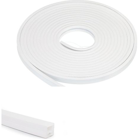Canal diffuseur LED - 5 m - 12 x 12 mm - Barre profilée et diffuseur - Encastrable - Flexible - Pour bandes LED jusqu'à 8 mm - Étanche IP65 (1/5)