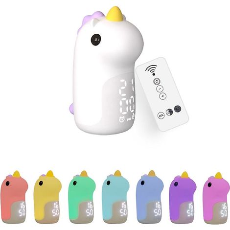 Réveil lumineux pour enfants à intensité variable avec veilleuse licorne intelligente [Version sept couleurs + re] (1/5)