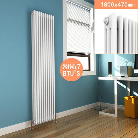 ELEGANT Traditional Radiator Cast Iron Style White Triple Column Radiator 1800 x 465 mm Vertical (1/5)