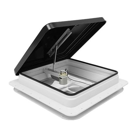 DIFU Lanterneau Camping Car 42x42 cm Trappe de toit Universelle - Lanterneau Hublot Caravane avec moustiquaire et ventilateur - Commande à une touche - Résistante à la pluie, à la poussière et aux UV (1/5)