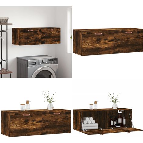 Wandschrank Räuchereiche 100x36,5x35 cm Holzwerkstoff - Wandregal Holz - Holzschrank (1/5)