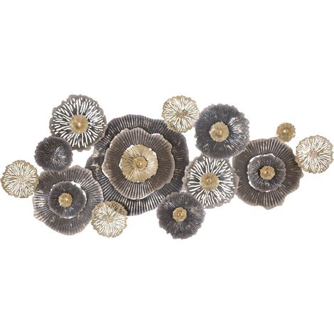Pannello decorativo da parete Browny A a fiori in ferro marrone e oro 167x73 cm (1/5)