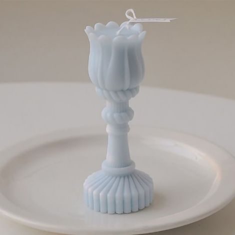 Bougie parfumée en forme de tulipe, romantique et raffinée, décoration de mariage et chambre à coucher, bleu (cloches bleues) – cadeau aromathérapie parfumé pour maison. (1/5)