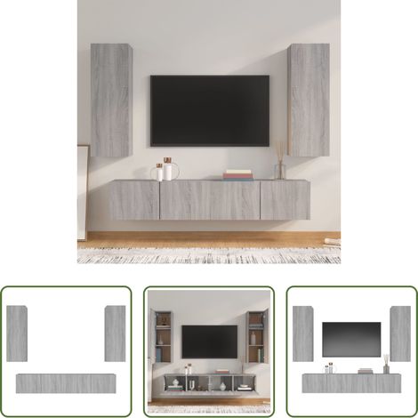TV-Schrank Set -  4-tlg. TV-Schrank-Set Grau Sonoma Holzwerkstoff (1/5)