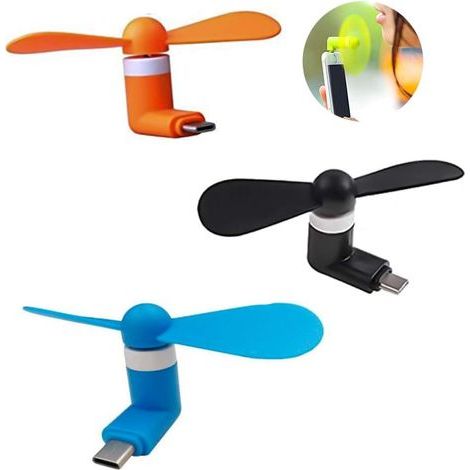 Tragbarer 2-Blatt-Ventilator, Handy-Ventilator, Mini-Ventilator, geeignet für Smartphones mit Typ-C-Anschluss (3 Stück) - Fei Yu (1/5)