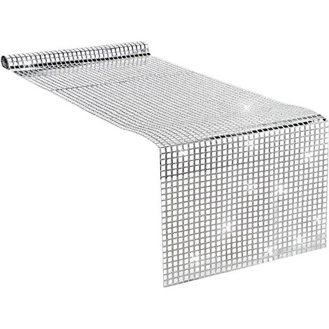 Chemin de table Argent Paillettes 30x180cm pour Disco Partys & Fêtes