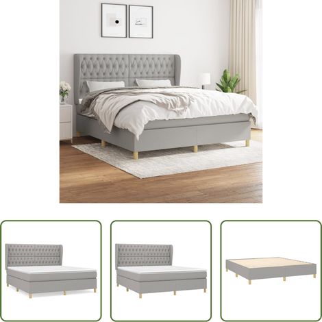 Matratze - Boxspringbett mit Matratze Hellgrau 180x200 cm Stoff (1/5)