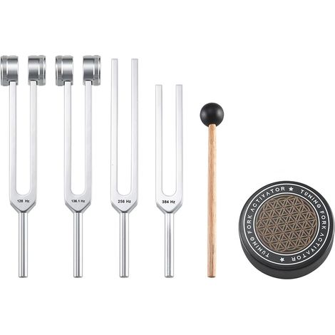 Tuning forks for healing (128 Hz, 136.1 Hz, 256 Hz, 384 Hz), weighted/unweighted. Sound instruments for yoga, meditation, grounding, and emotional balance. (1/5)