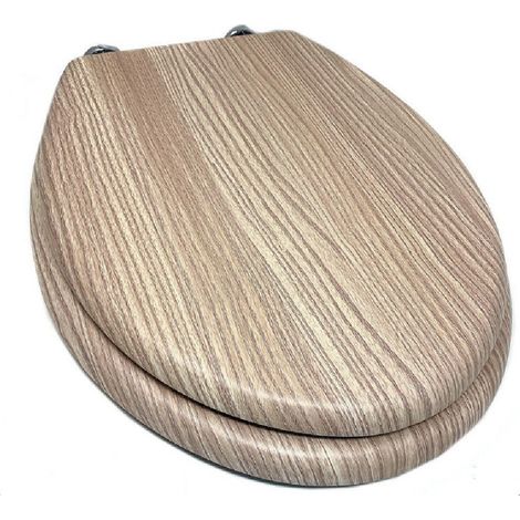 Abattant De Wc Sérigraphié Universel Bois De Chêne Charnières Mdf 44x36cm -3.5 - (1/2)