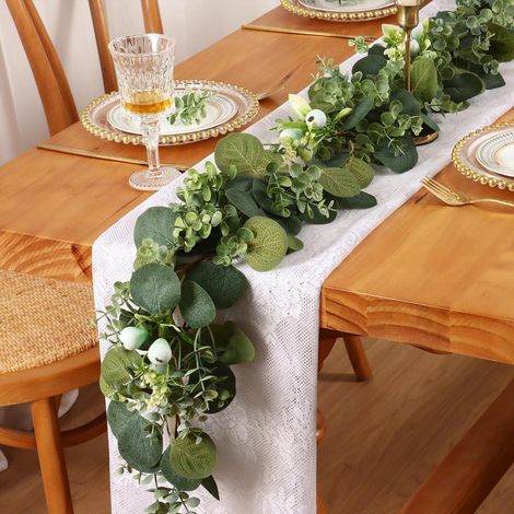 Künstliche Eukalyptus Girlande 1,8m mit Beeren, Deko für Hochzeit & Zuhause (1/5)