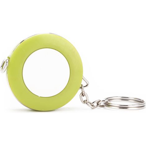 Minicinta métrica retráctil, flexible y colorida con forma de llavero, para costura, confección de prendas y tejido (verde). (1/5)