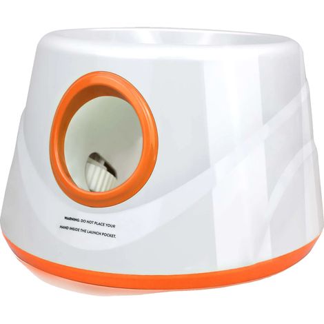 Lanzador automático de pelotas, 3 ajustes de distancia, recargable, naranja. (1/2)