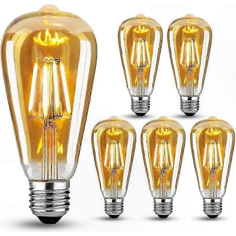 Set mit 6 Vintage-LED-Lampen mit E27-Fassung, 6 W (entspricht 60 W), warmweißes Retro-Licht, dekorative Beleuchtung für eine nostalgische Atmosphäre (1/5)