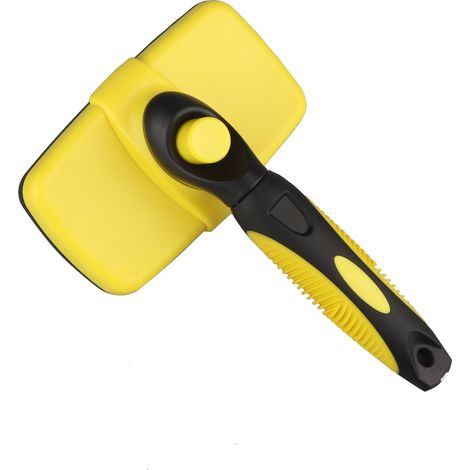 Selbstreinigende Haustierbürste, schwarz/gelb
