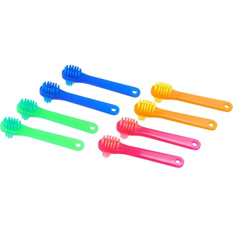 Lot de 8 Brosses à Dents pour Prothèses Dentaires à Double Tête avec Poils Fermes Nettoyage Efficace Dentier Appareil Dentaire Aligneurs Gouttières Retainers - Kit Multicolore (1/5)
