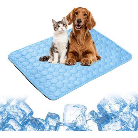 Para perros, - Colchoneta refrescante para perros y gatos, cojín anticalor Arvento Cat, colchón refrescante, portátil, lavable, antimordeduras (azul, S (50 x 40 cm))