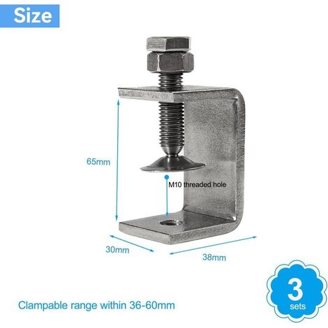 Pièces 65mm Serre-Joints en C Robustes en Acier Inoxydable 304, pour Serr joints, Pinces et Tendeurs, Outils de Travail du Bois, Bricolage & Répara (1/5)