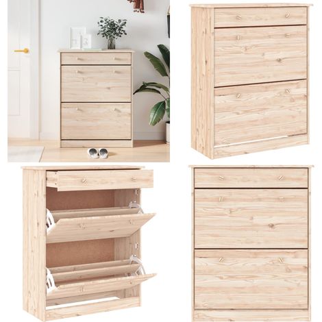 Armoire à chaussures ALTA 77x35x96 cm bois massif de pin - Meuble Chaussure - Armoire Chaussure - Rangement Chaussure - Meuble Rangement - Placard Chaussure - Home & Living