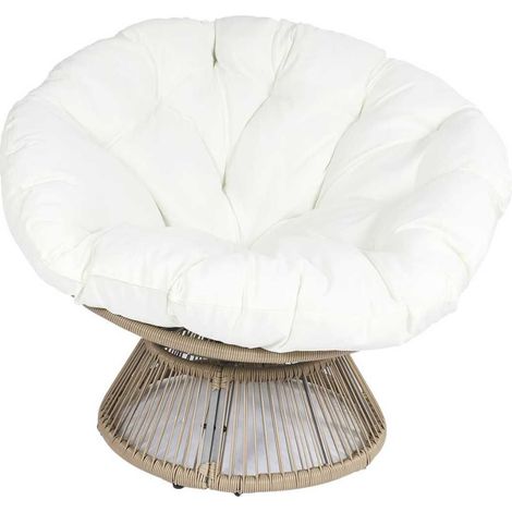 Fauteuil lounge pivotant avec assise coussin capitonné blanc - RIVIA (1/5)