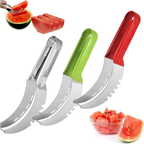 BEBUSINGOTO Cortador de sandía, cortador de sandía de acero inoxidable, cortador de sandía de acero inoxidable, cortador de fruta de acero inoxidable para sandía (3 colores) (1/5)