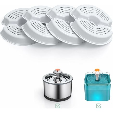 4er-Pack 2,5-l-Katzenblumen-Trinkbrunnenfilter, passend für Edelstahl-Katzen-/Hundebrunnen, dreifache Filterung (geeignet für 2-4 Monate Ersatz) (1/5)