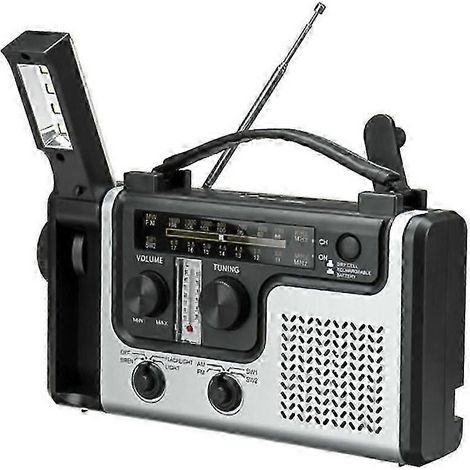 Radio FMAM portable multifonctionnelle d'extérieur à énergie solaire avec haut-parleur intégré compatible avec lampe torche d'urgence LED et lampe de bureau (kns) (1/5)