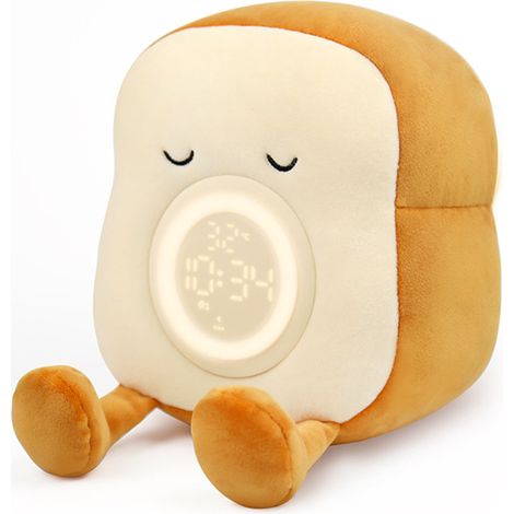 Plüsch-Nachtlicht, lustiger, niedlicher Plüschtoast mit Weckerfunktion fürs Schlafzimmer, ideales Geschenk für Mädchen am Bett.