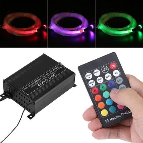 Lumière à fibre optique LED 16 W RGBW 0,75 mm x 2 m pour réaliser un ciel étoilé avec éclairage à fibre optique + télécommande RF 24 Key, 150 pièces (EU Plug) (1/4)