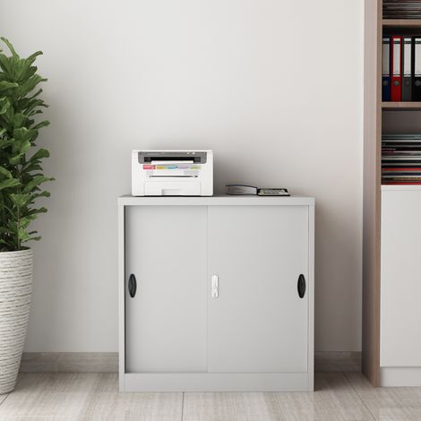 Aktenschrank Rieti Stahl 90x40x90 cm Hellgrau [en.casa]