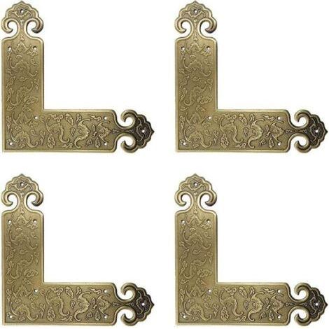 Pack of 4 decorative corner protectors in , XU, aged brass for furniture, tables and chairs - (1/4)