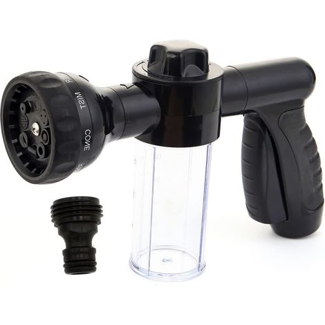 Pistolet à mousse pour lavage de voiture, buse de tuyau d'arrosage haute pression, 8 modes d'arrosage réglables, pistolet de pulvérisation pour le nettoyage à la mousse (1/5)