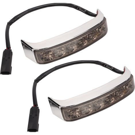 Lot de 2 feux de sacoches LED pour moto, feux stop gauche et droit, de remplacement pour Ultra Limited FLHTK, coque électroplaquée, lentille noire (1/5)