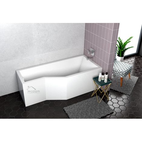 ECOLAM Baignoire d'angle Integra 170x75 cm droite + tablier  pieds, siphon + silicone  Ensemble complet (1/5)