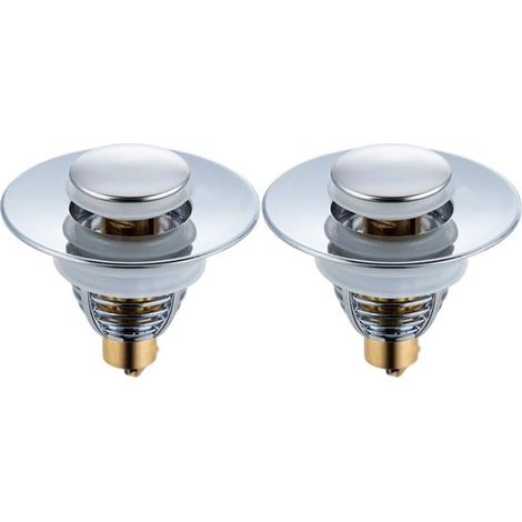 Set mit 2 universellen Push-in-Spülbeckenstöpseln für Badewannen, Küchen und Waschbecken (Abflussloch 32-42 mm) (1/4)