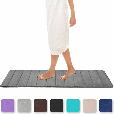 Tapis de bain absorbant et antidérapant En mousse à mémoire de forme Lavable, Mousse à mémoire de forme, 40 x 120 cm - gris (1/5)