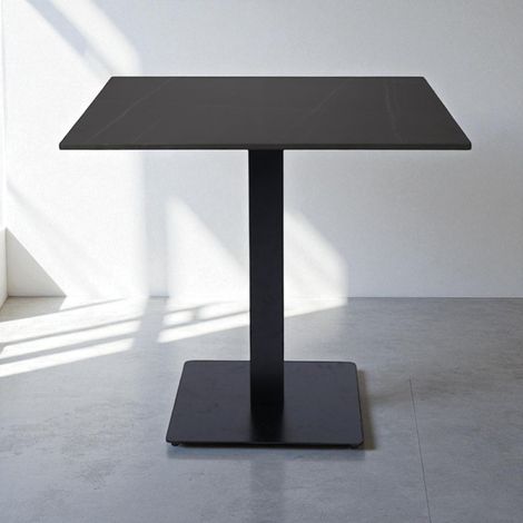 Tavolo bar pub ristorante quadrato 80x80 cm Top per esterno effetto marmo Nero H 75 (1/5)