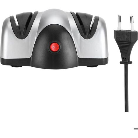 HOXILEELEO - Aiguiseur de couteaux électrique, outil d'afftage en 2 étapes, accessoire de cuisine EU 220V argent noir (1/5)