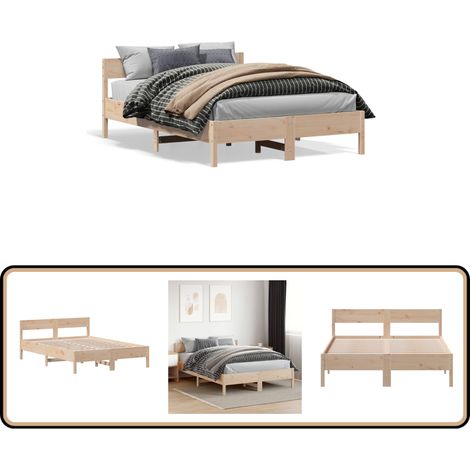 Massivholzbett ohne Matratze 150x200 cm Kiefernholz - Holzbett - Kiefernholzbett - Doppelbett - Massivholzbette - Lattenrost