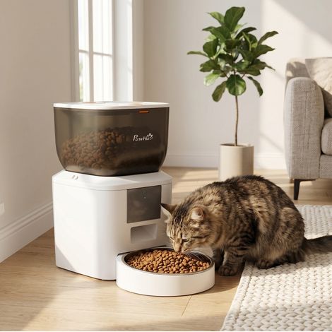 Dispensador automático de comida para gatos 4L con app, WiFi 2,4G, 1–10 comidas, 10 s OKMYHOME (1/5)