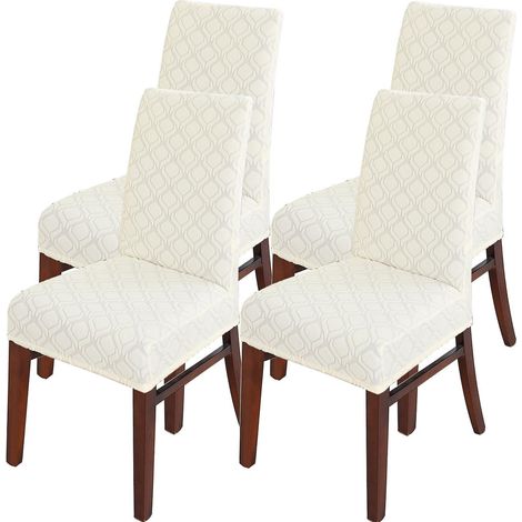 Stuhlhussen 4er Set, Stretchbezug für Schwingstühle, abnehmbar, waschbar, beige (1/5)