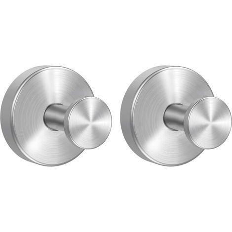 Reusable Suction Cup Hooks, 2 Pieces, No Drilling Required, Powerful Stainless Steel for Bathroom, Glass Doors, Tiles, Silver (1/5)