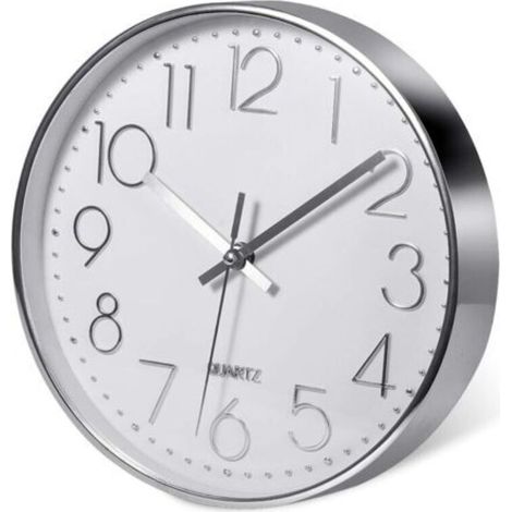 (20cm/12'', Silver) Premium Silver Wall Clock, Wall Decor, Modern Silent Wall Clock for Home Office Kitchen (1/5)