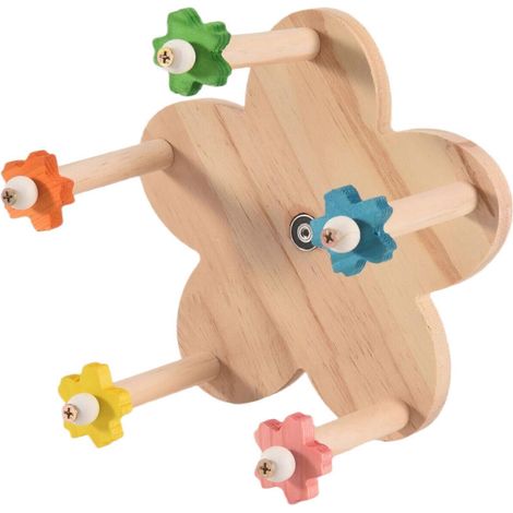 Jouet pour oiseaux : perchoir rotatif, roue en bois avec perchoirs, accessoires pour cage à oiseaux suspendus (1/5)