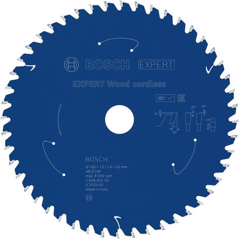 Bosch EXPERT Wood cordless Circular Saw Blade 165 x 1.5/1 x 20 mm T48 2608902151 (1/4)