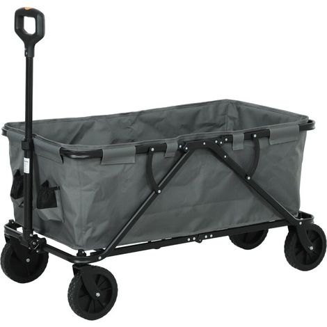 Carrosse de jardin 120 kg chargeable, pliable Carrosse de transport avec avion amovible 160 litres Gris foncé (1/5)