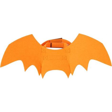 Costume d'Halloween/Noël pour chat/chien, ailes de chauve-souris courtes en peluche avec velcro, orange, 55 x 25 cm, lot de 2 (1/5)